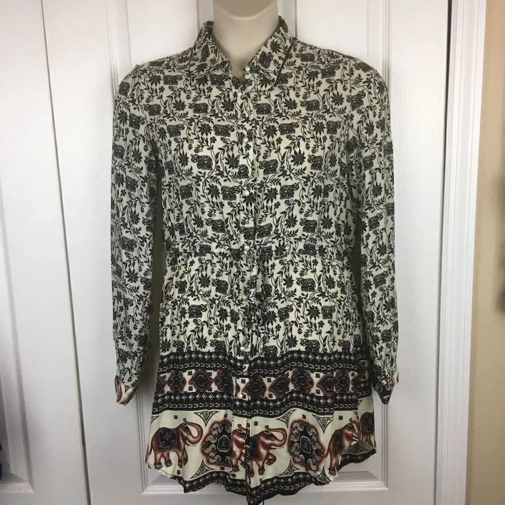 Xtaren Elephant Print Shirt Dress‎